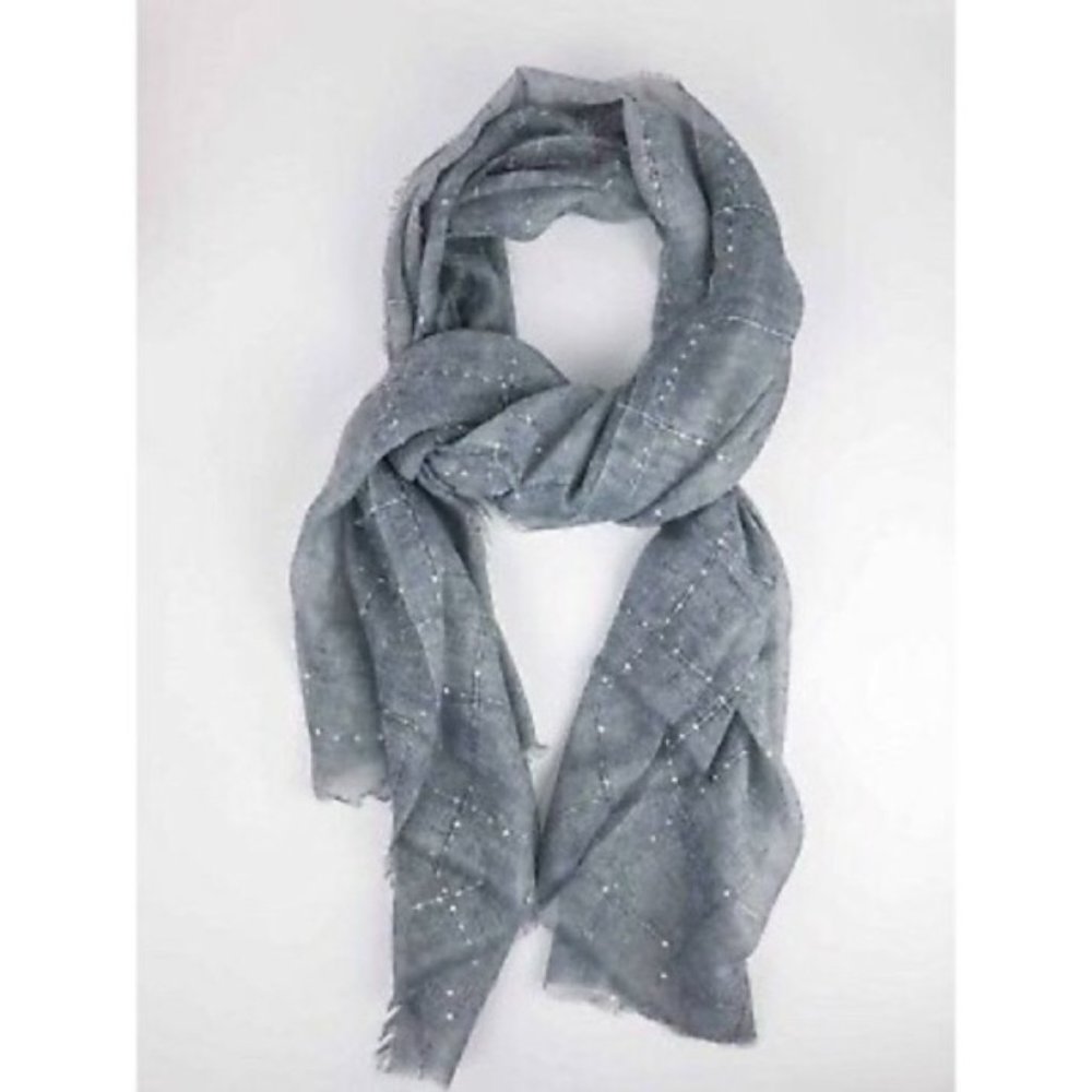 Tilo Oversized Twilight Sheer Sequined Gray Scarf